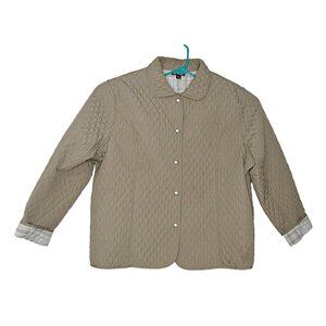 The Paragon Womens Size 3X Quilted Beige Tan Button Up Jacket Shacket Polyester
